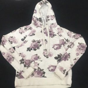 Cream sweatshirt with purple flowers. Size S